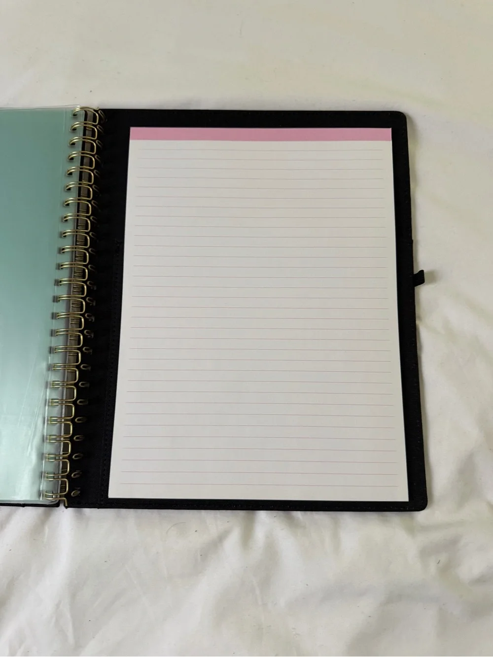 Black Spiral Clipboard Notebook with Gold Clip
